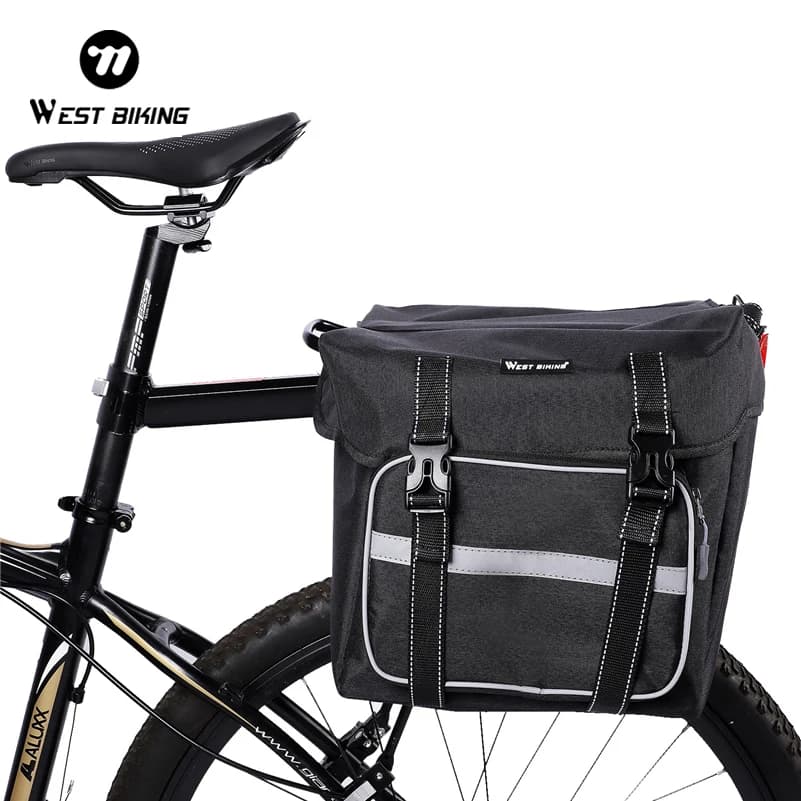 WEST BIKING Bicycle Rear Seat Bag 25L Large Capacity Outdoor Luggage Carrier Bags Cycling MTB Road Bike Trunk Double Pannier Bag