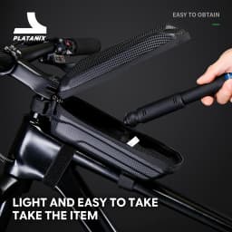 PLATANIX TZ05 Bike Top Tube Bag, PU EVA Hard Shell Storage Pouch with Dual Zippers, Mesh Pocket & Straps for Road Cycling & MTB