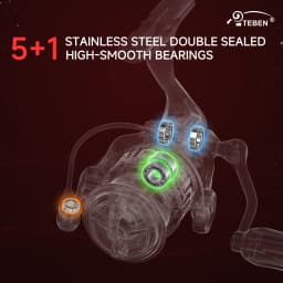 TEBEN Ultra-Light Magnesium Alloy Spinning Reel with Carbon Fiber Body 5+1 Stainless Steel Bearings 5.2:1Gear Ratio Fishing Reel