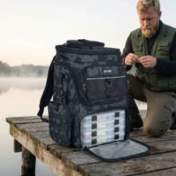 Goture 55L Large Fishing Backpack, Waterproof Non-Slip Bottom, Adjustable Compartment Rod Holders for Professional Anglers