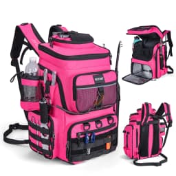 Goture 55L Large Fishing Backpack, Waterproof Non-Slip Bottom, Adjustable Compartment Rod Holders for Professional Anglers