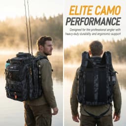 Goture 55L Large Fishing Backpack, Waterproof Non-Slip Bottom, Adjustable Compartment Rod Holders for Professional Anglers