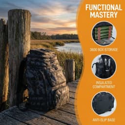 Goture 55L Large Fishing Backpack, Waterproof Non-Slip Bottom, Adjustable Compartment Rod Holders for Professional Anglers