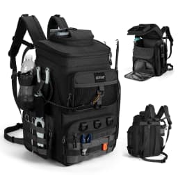 Goture 55L Large Fishing Backpack, Waterproof Non-Slip Bottom, Adjustable Compartment Rod Holders for Professional Anglers