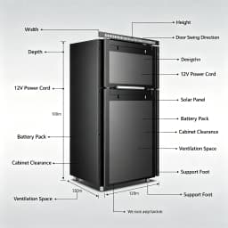 DC Compressor RV Refrigerator 12V/24V/48V, Solar Battery Powered Fridge Freezer Special for Camper Yacht Caravan Off-Grid Travel