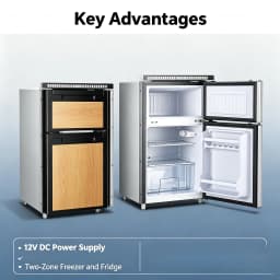 DC Compressor RV Refrigerator 12V/24V/48V, Solar Battery Powered Fridge Freezer Special for Camper Yacht Caravan Off-Grid Travel