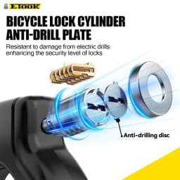 ETOOK Bicycle Horseshoe Lock Anti-Drill Bicycle Frame Wheel Clamp Lock Hardened Steel Anti-theft Bike Lock for 3" Fat Tire Bike