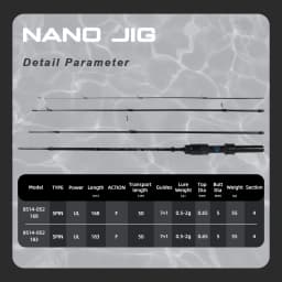MIFINE NANO JIG Travel Spinning Rod 30T Lure 0.5-2g 1.68M/1.83M 4 Pieces Ultralight UL Fishing Rods for Freshwater Saltwater