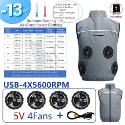 NEWS USB 12V/5V 4Fan Couples Summer Breathable Cooling Vest Sleeveless Fan Air Conditioner Jacket Heat Resistant Outdoor Workwea