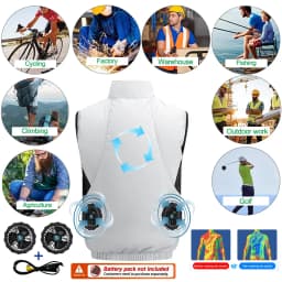 NEWS USB 12V/5V 4Fan Couples Summer Breathable Cooling Vest Sleeveless Fan Air Conditioner Jacket Heat Resistant Outdoor Workwea