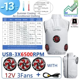 NEWS USB 12V/5V 4Fan Couples Summer Breathable Cooling Vest Sleeveless Fan Air Conditioner Jacket Heat Resistant Outdoor Workwea