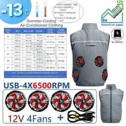 NEWS USB 12V/5V 4Fan Couples Summer Breathable Cooling Vest Sleeveless Fan Air Conditioner Jacket Heat Resistant Outdoor Workwea