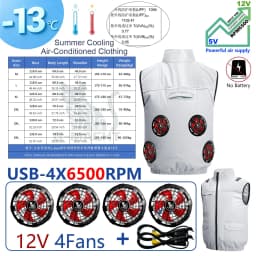 NEWS USB 12V/5V 4Fan Couples Summer Breathable Cooling Vest Sleeveless Fan Air Conditioner Jacket Heat Resistant Outdoor Workwea