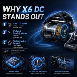 HASIDA X6 DC Baitcasting Reel with IDC Digital Brake System Anti-Backlash Casting Reel Carbon Frame Lightweight Fishing Reel