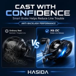 HASIDA X6 DC Baitcasting Reel with IDC Digital Brake System Anti-Backlash Casting Reel Carbon Frame Lightweight Fishing Reel
