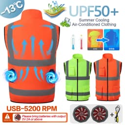 Summer Cooling Reflective Strip Jacket for Men and Women with Fan, Air Conditioning Suit, Charging Vest, Cooling and Sun Protect
