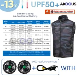 AKOOUS 12V/5V USB 4 Fans Cooling Vest Men Wearable Air Conditioned Clothes for Outdoor Work Fishing Hiking Loose Cool Vest