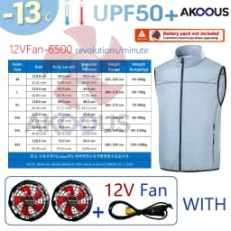 AKOOUS 12V/5V USB 4 Fans Cooling Vest Men Wearable Air Conditioned Clothes for Outdoor Work Fishing Hiking Loose Cool Vest
