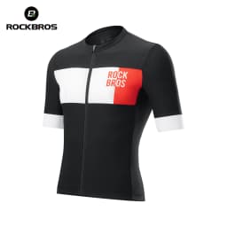ROCKBROS Men Short Sleeve T-shirts Cycling Jersey Summer Breathable Sports T-shirts Slim-Fit Color-Block Cycling Tops Clothing