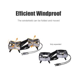 BRS-32 Foldable Camping Stove Portable Dual Head Burner Windproof Backpacking Furnace Free Adjustable Control Gas Stove Cookware