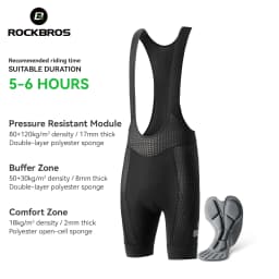 ROCKBROS Summer Cycling Bib Shorts Lightweight High Elastic Breathable Shorts Shock Absorption Sponge Cushion Pad Cycling Shorts