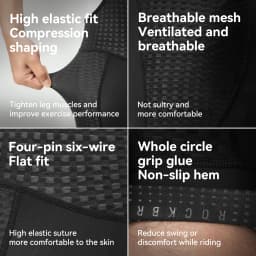 ROCKBROS Summer Cycling Bib Shorts Lightweight High Elastic Breathable Shorts Shock Absorption Sponge Cushion Pad Cycling Shorts