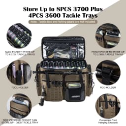Goture Outdoor Fishing Bag Two-way Zipper Design 1680D Oxford Fabric Waterproof Multifunctional Tackle Fishing Pack 53*38*29cm