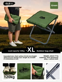 CLS&NOBANA Camping Handheld Bag Chair Portable Lightweight Outdoor Aluminum Mattza Chair High Load Travel Beach Fishing Chair