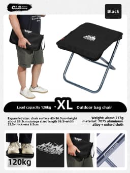 CLS&NOBANA Camping Handheld Bag Chair Portable Lightweight Outdoor Aluminum Mattza Chair High Load Travel Beach Fishing Chair