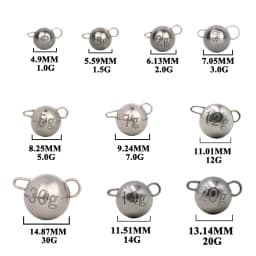 30Pcs 1g-1.5g-2g Tungsten Fishing Weights Kit with Black Box, Swivel Round Ball Cheburashka Sinkers Fishing Tackle Accessories