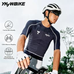 YKYWBIKE 2026 Men Summer Cycling Jersey 3D Cutting Anti-sweat Lightweight Quick Dry Road Bike Riding Tops Breathable Anti-slip