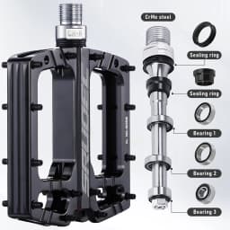 SRUOEC 3 Bearings Mountain Road Bike Sealed Bearing Pedals High Strength Non-Slip Pedals Bicycle Accessories