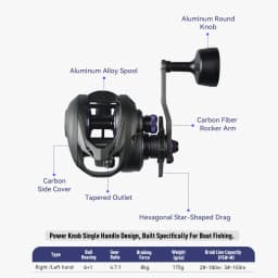 Kingdom Mithras Baitcasting Reel Aluminum Alloy Frame 5.6:1 4.7:1 Gear Ratio 8KG Max Drag 10+1BB For Squid Octopus Fishing