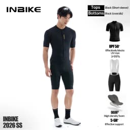 INBIKE Pro Men's Cycling Suit Short Sleeve Jersey Bib Shorts with Pockets Breathable Summer Road Bike Bicycle Clothing Quick Dry