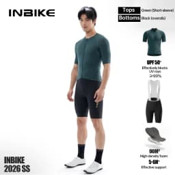 INBIKE Pro Men's Cycling Suit Short Sleeve Jersey Bib Shorts with Pockets Breathable Summer Road Bike Bicycle Clothing Quick Dry