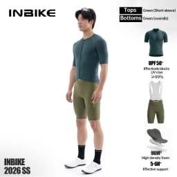 INBIKE Pro Men's Cycling Suit Short Sleeve Jersey Bib Shorts with Pockets Breathable Summer Road Bike Bicycle Clothing Quick Dry
