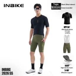 INBIKE Pro Men's Cycling Suit Short Sleeve Jersey Bib Shorts with Pockets Breathable Summer Road Bike Bicycle Clothing Quick Dry