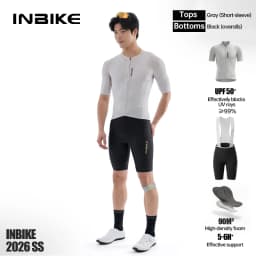 INBIKE Pro Men's Cycling Suit Short Sleeve Jersey Bib Shorts with Pockets Breathable Summer Road Bike Bicycle Clothing Quick Dry