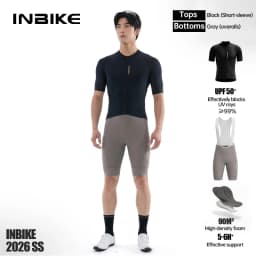 INBIKE Pro Men's Cycling Suit Short Sleeve Jersey Bib Shorts with Pockets Breathable Summer Road Bike Bicycle Clothing Quick Dry