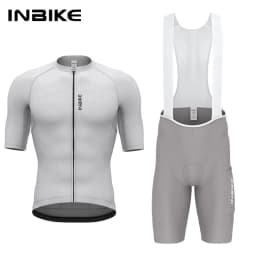 INBIKE Pro Men's Cycling Suit Short Sleeve Jersey Bib Shorts with Pockets Breathable Summer Road Bike Bicycle Clothing Quick Dry