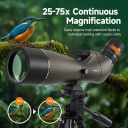 Svbony SV29 Telescope 25-75x80mm FMC Removable 1.25" Eyepiece Dovetail Slot Spotting Scope for Birdwatching Moon-viewing Camping