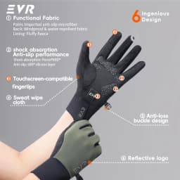 EVR Winter Cycling Gloves Windproof Fleece Thermal Full Finger Bike Gloves Men's Women's Road MTB Cycling Gloves Outdoor Sports