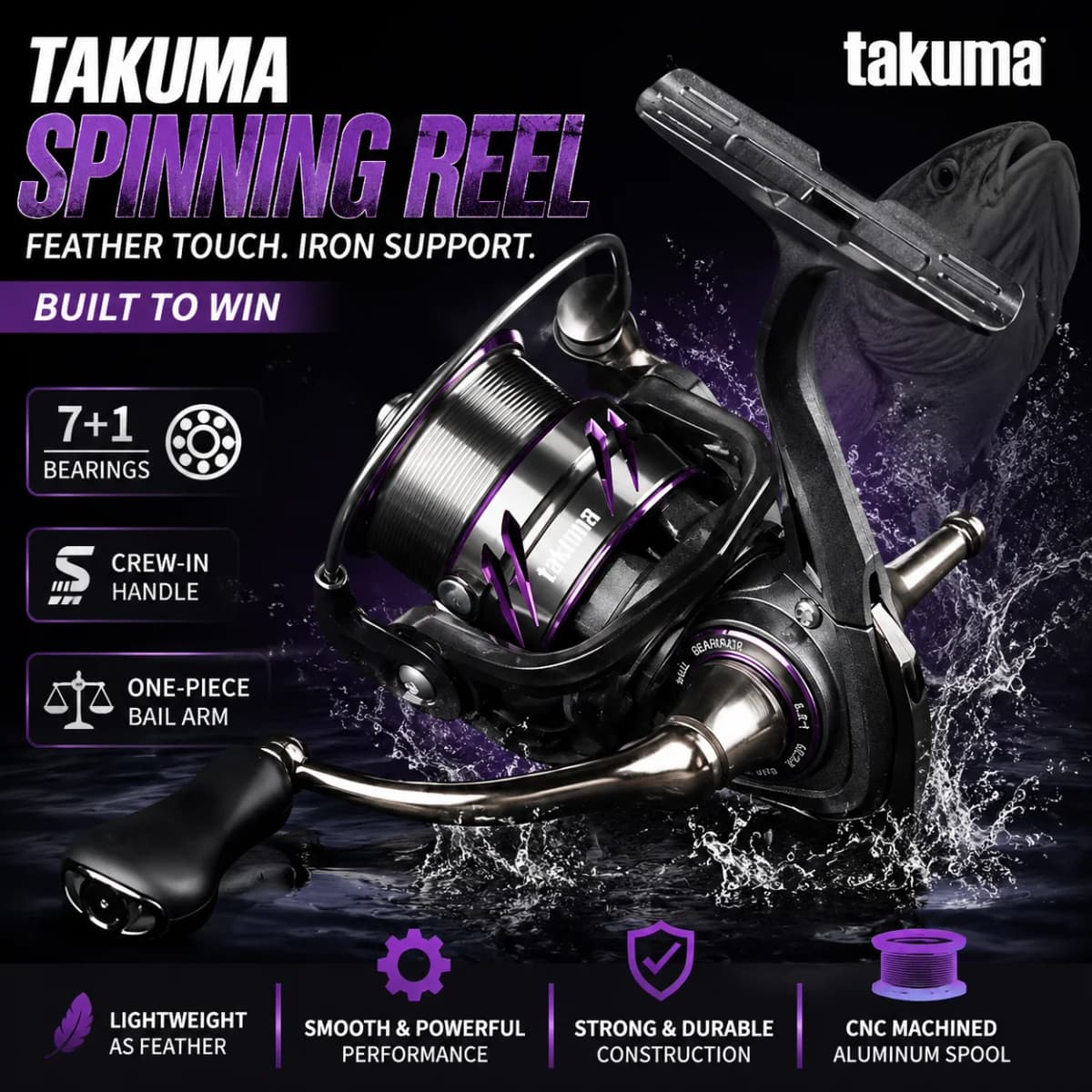 2026 New Takuma Lightweight Spinning Wheel, Metal Wire Cup For Sea Fishing, Shallow Far Throw Fishing Reel, Sports Entertainment
