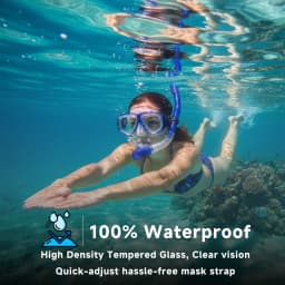 Optical Diving Gear Kit Myopia Snorkel Set, Different Strength for Each Eye, Nearsighted Dry Top Scuba Mask