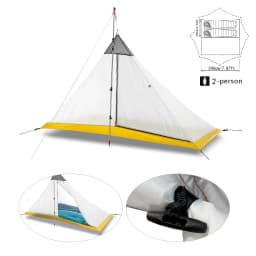 Ultralight Camping Tent 2-4 Person Outdoor 40D Nylon Silicone Coated Rodless Pyramid Large Tent Breathable 3-4 Season Inner Tent