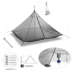 Ultralight Camping Tent 2-4 Person Outdoor 40D Nylon Silicone Coated Rodless Pyramid Large Tent Breathable 3-4 Season Inner Tent