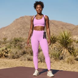 Women Quick Dry Yoga Set 2 Piece High Support Sports Bra with Pads High Waist Leggings Tummy Control Running Training Wear