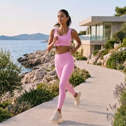 Women Quick Dry Yoga Set 2 Piece High Support Sports Bra with Pads High Waist Leggings Tummy Control Running Training Wear