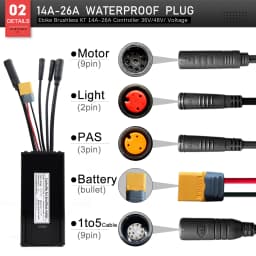 KT Ebike Sinewave Waterproof Controller 36V48V 250W350W500W1000W1500W LCD5 TF01U Display Electric Bicycle Conversion Kit Parts
