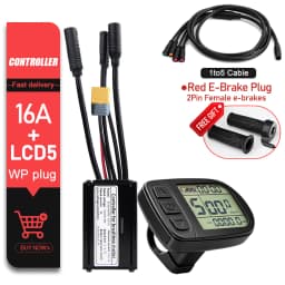 KT Ebike Sinewave Waterproof Controller 36V48V 250W350W500W1000W1500W LCD5 TF01U Display Electric Bicycle Conversion Kit Parts